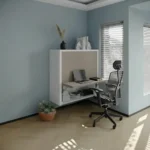 Closed Book storage with Pull-up Table for organized interiors