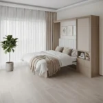 Double wall bed with foldable study desk for smart space-saving interiors