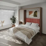 Double wall bed system with integrated wardrobe storage
