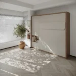 Foldable double wall bed with integrated storage units