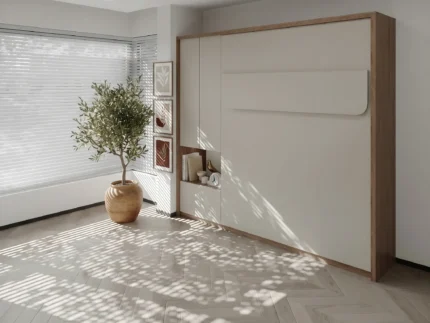 Foldable double wall bed with integrated storage units