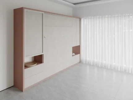 Double Wall bed with Study desk and Storage combining work and comfort