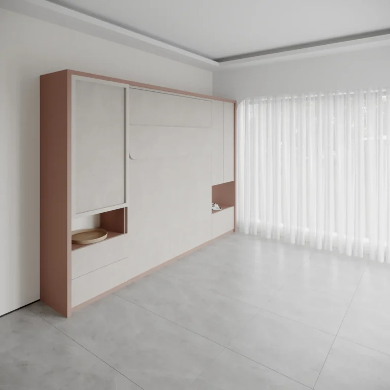 Double Wall bed with Study desk and Storage combining work and comfort
