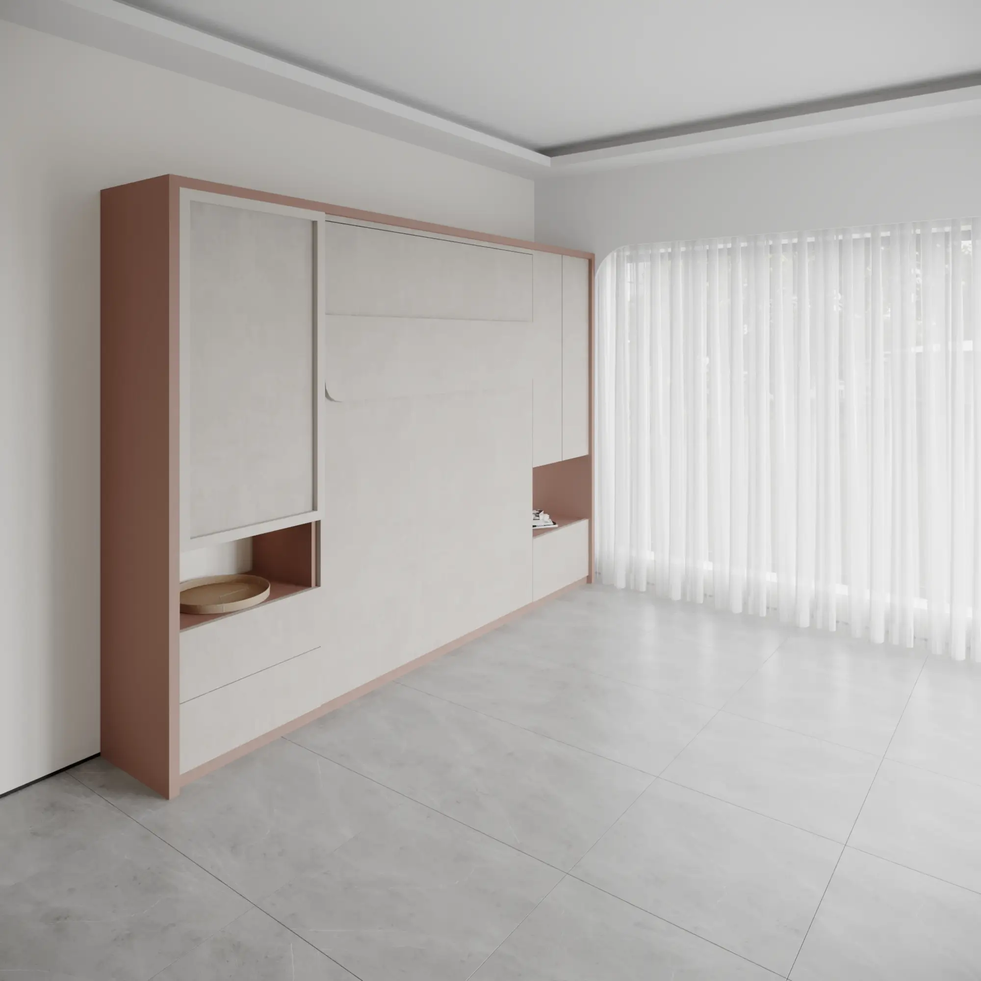 Double Wall bed with Study desk and Storage combining work and comfort