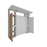 Compact double wall bed with built-in wardrobe storage on both sides