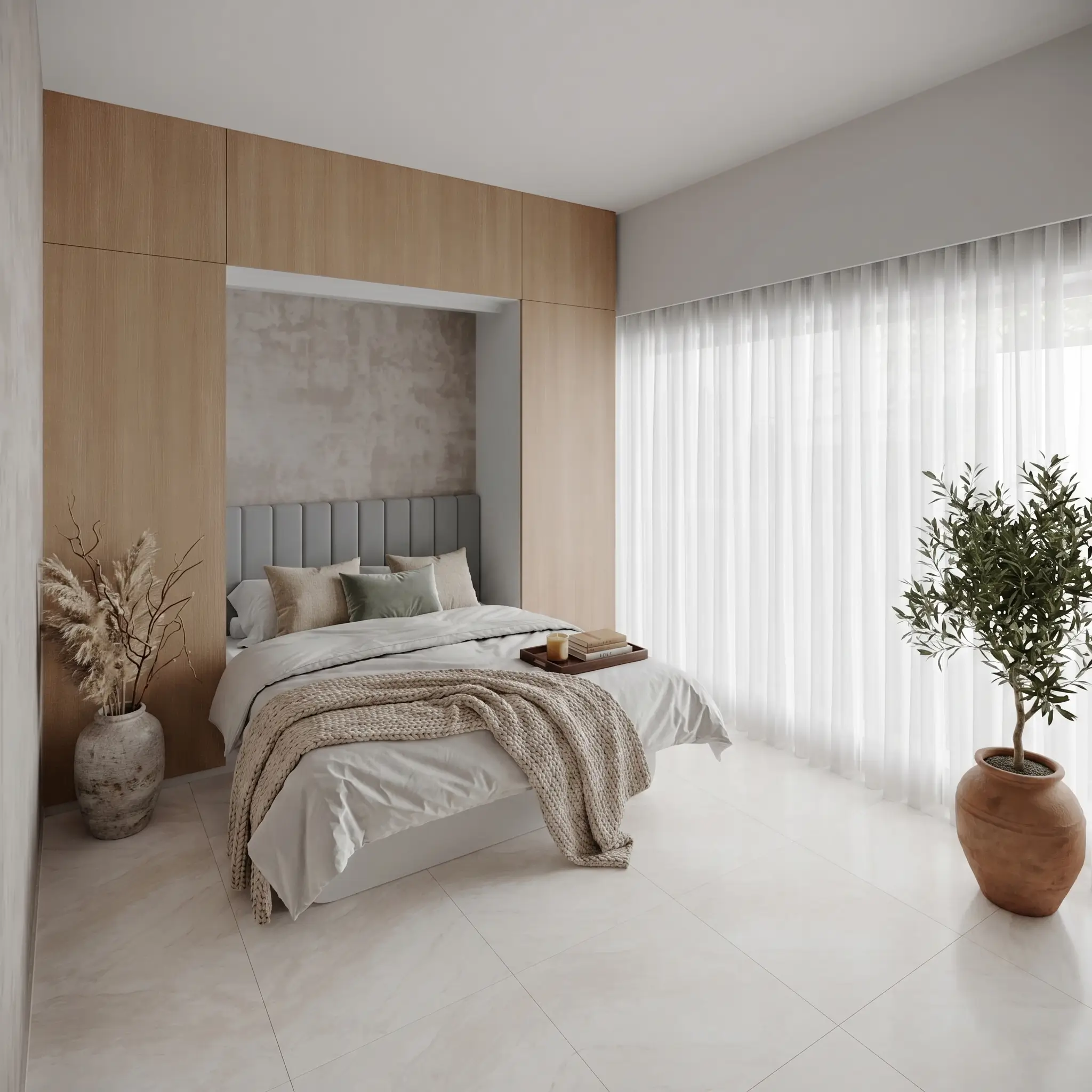 Double Wall bed with Wardrobe on both sides maximizing bedroom storage