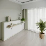 Horizontal single wall bed with modern space-saving design