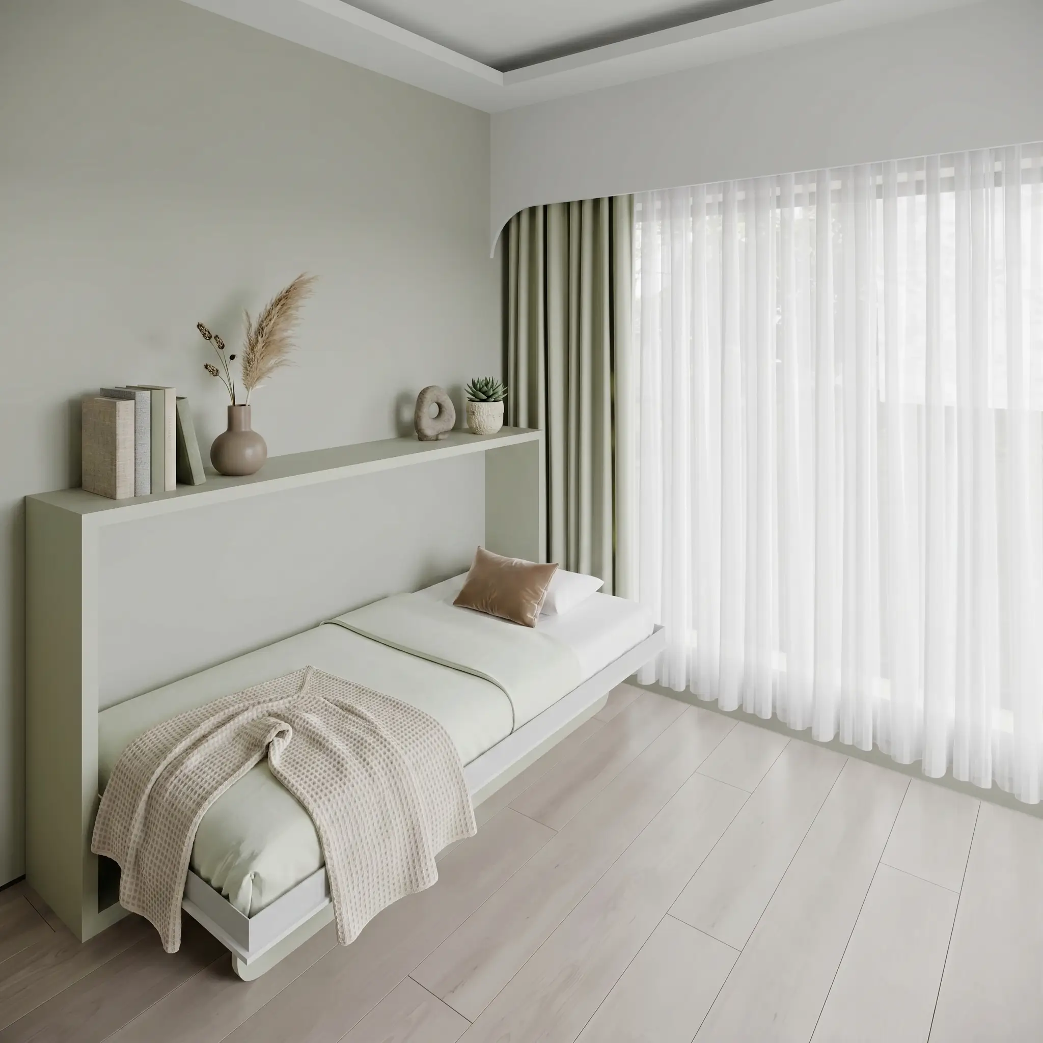 Horizontal Single Wall bed for modern bedrooms