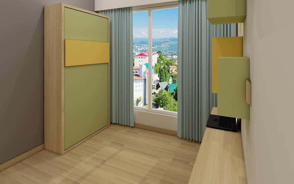 Stylish Single Wall Bed for multifunctional home interiors