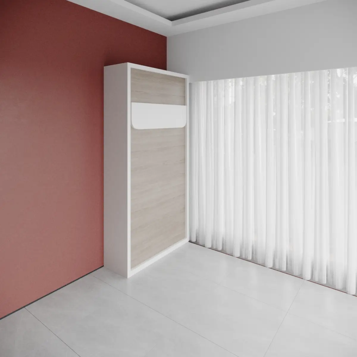 Single Wall bed with a functional minimalist design