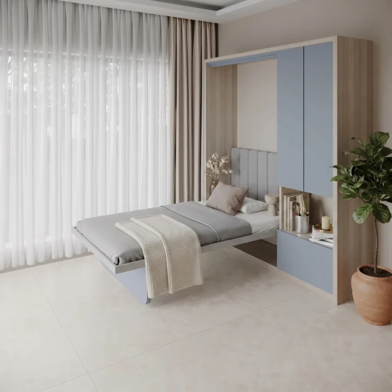 Single Wall bed with Storage with a clean, modern finish