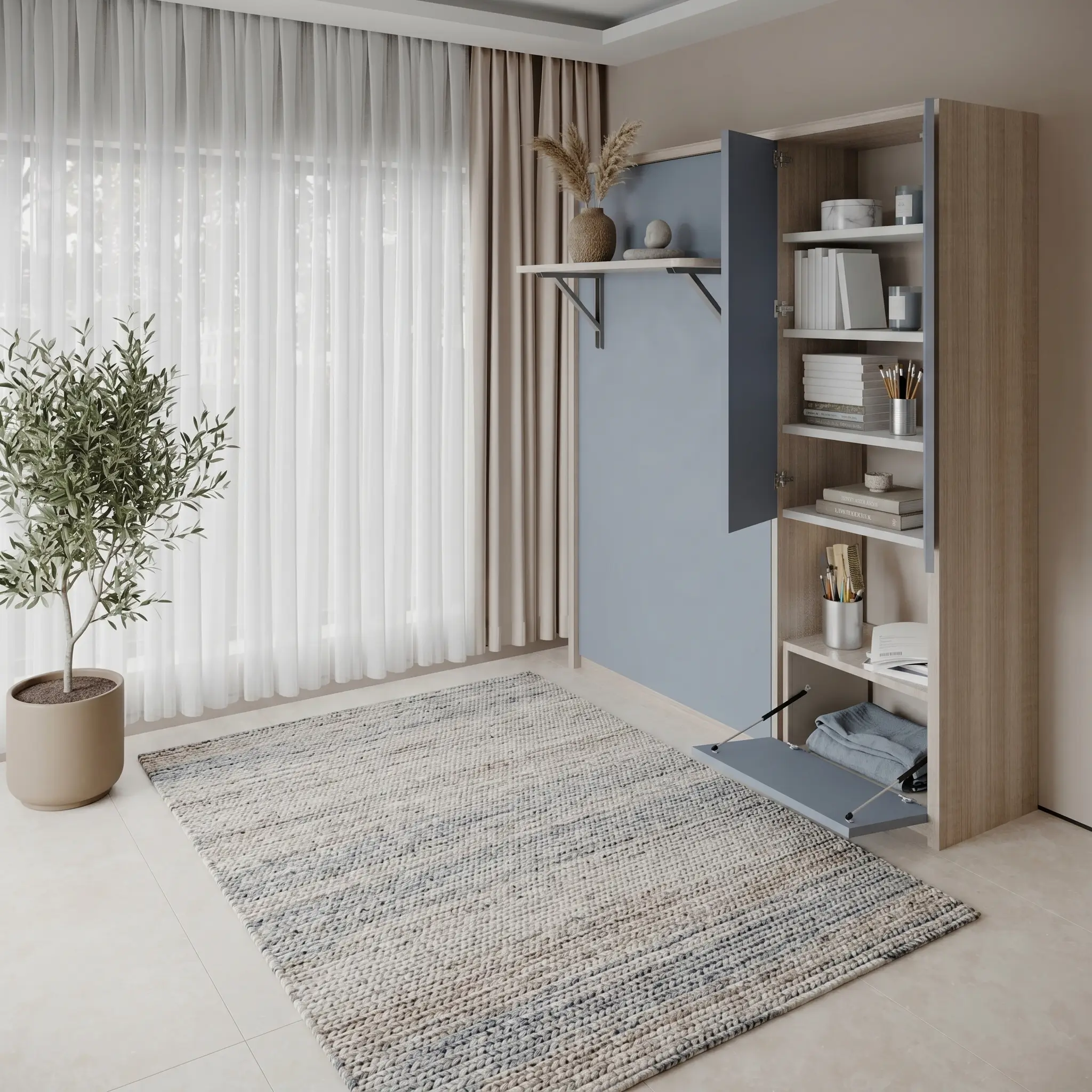 Single Wall bed with Storage for organized bedrooms
