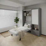 Single Wall bed with study desk for compact homes.