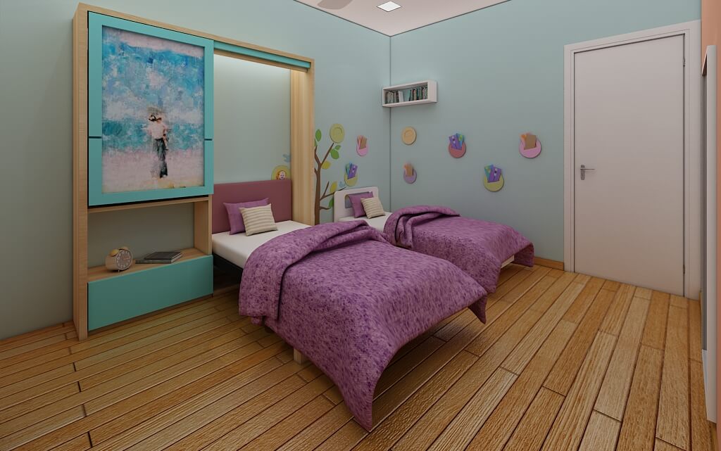 Stylish Single Wall Bed with integrated Study Desk for modern interiors
