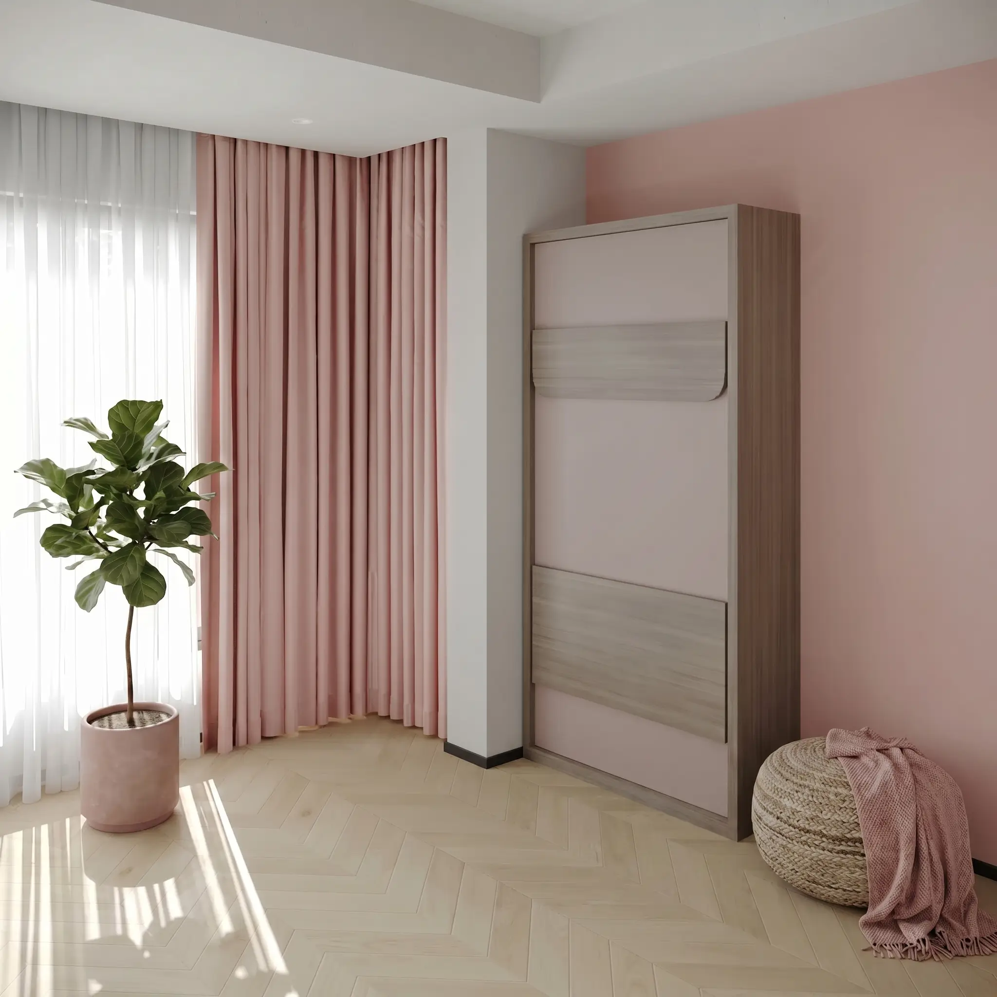 Single Wall bed with study desk for productive work and study
