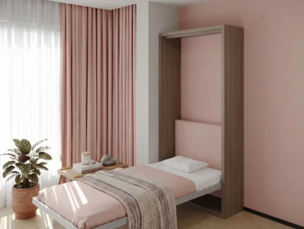 Single Wall bed with study desk featuring smart storage