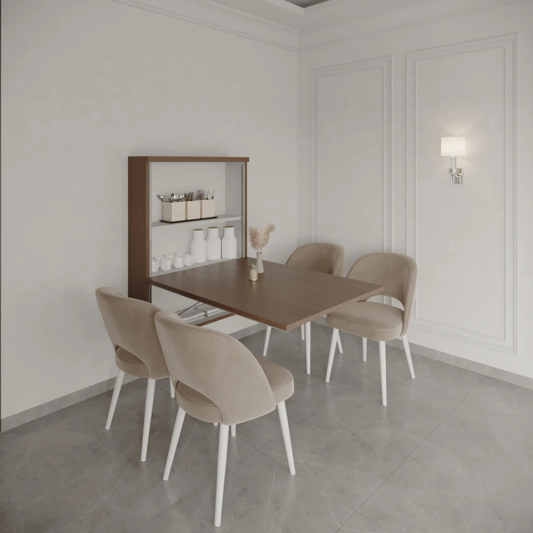 Smart slide-out dining folding table for modern living spaces