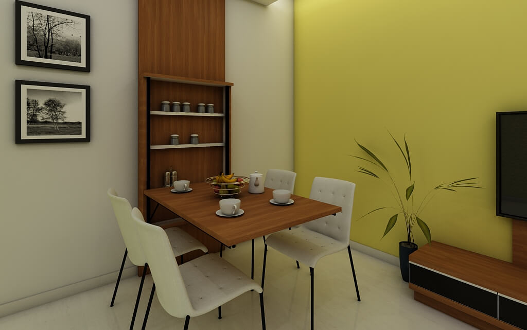 Modern Slide Out Dining Table with integrated snack bar and wooden finish