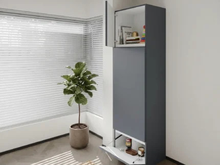 Slide out Study desk with Tall Storage for organized workspaces