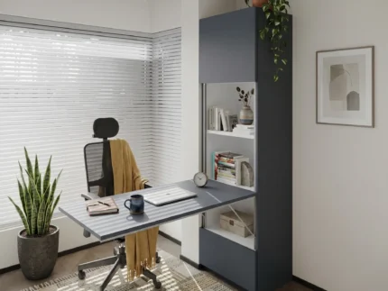 Slide out Study desk with Tall Storage and modern design