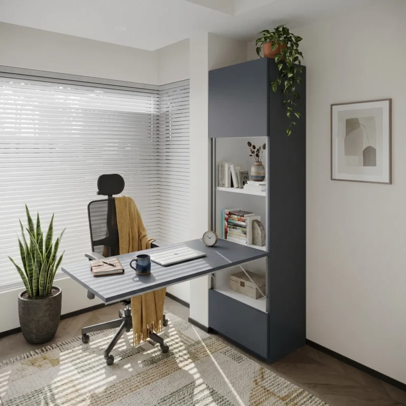 Slide out Study desk with Tall Storage and modern design