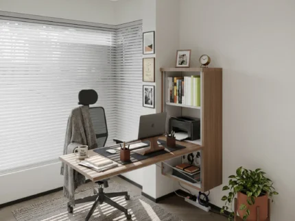 Slide out study desk with Book Storage for organized study spaces