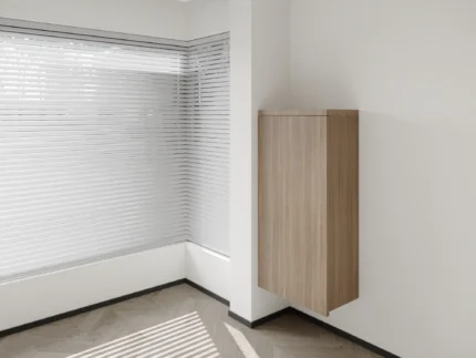 Compact slide-out study desk with organized book storage