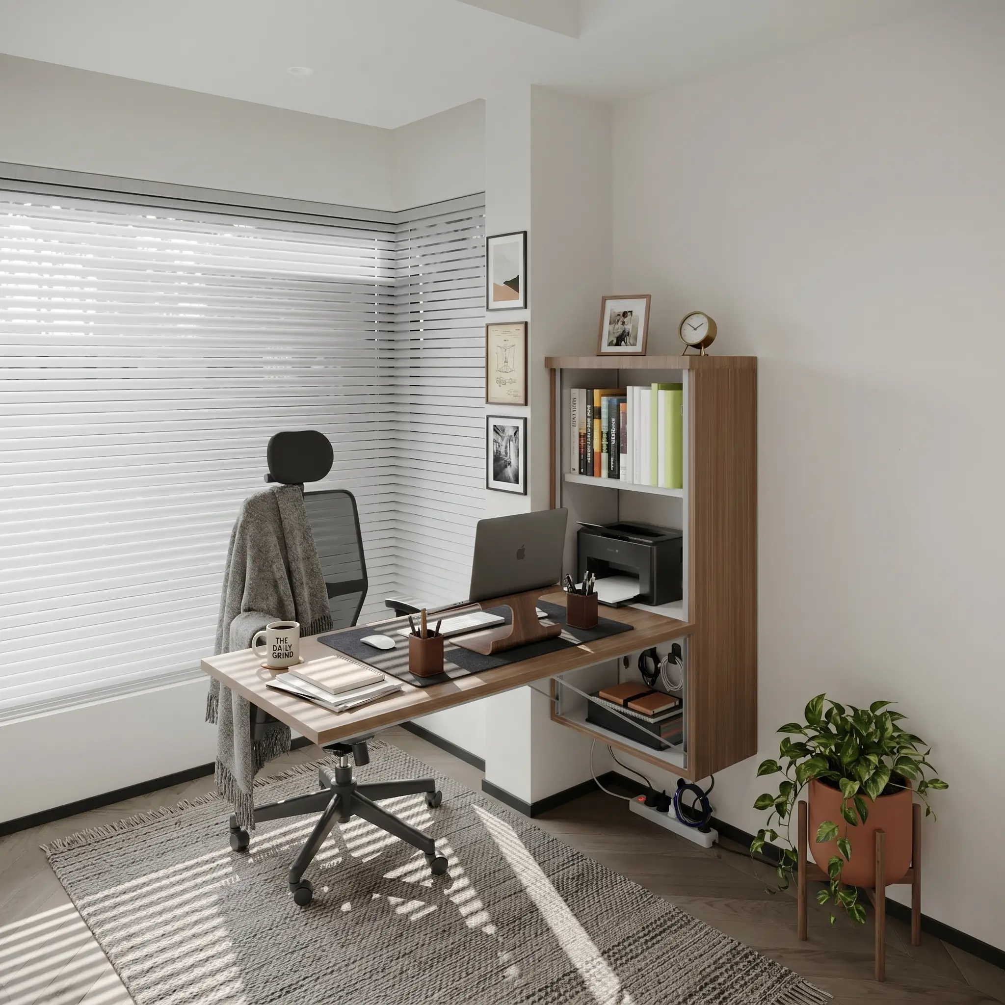 Slide out study desk with Book Storage for organized study spaces