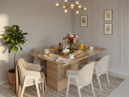 Space-saving Winged Dining Folding Table maximizing dining space