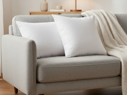 Premium fiber pillow providing soft comfort and balanced support
