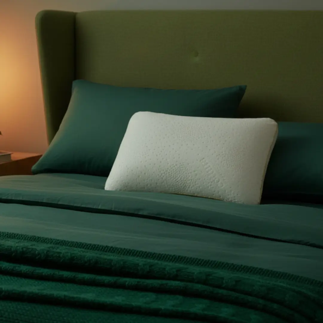 Premium latex feel pillow providing soft comfort and responsive support