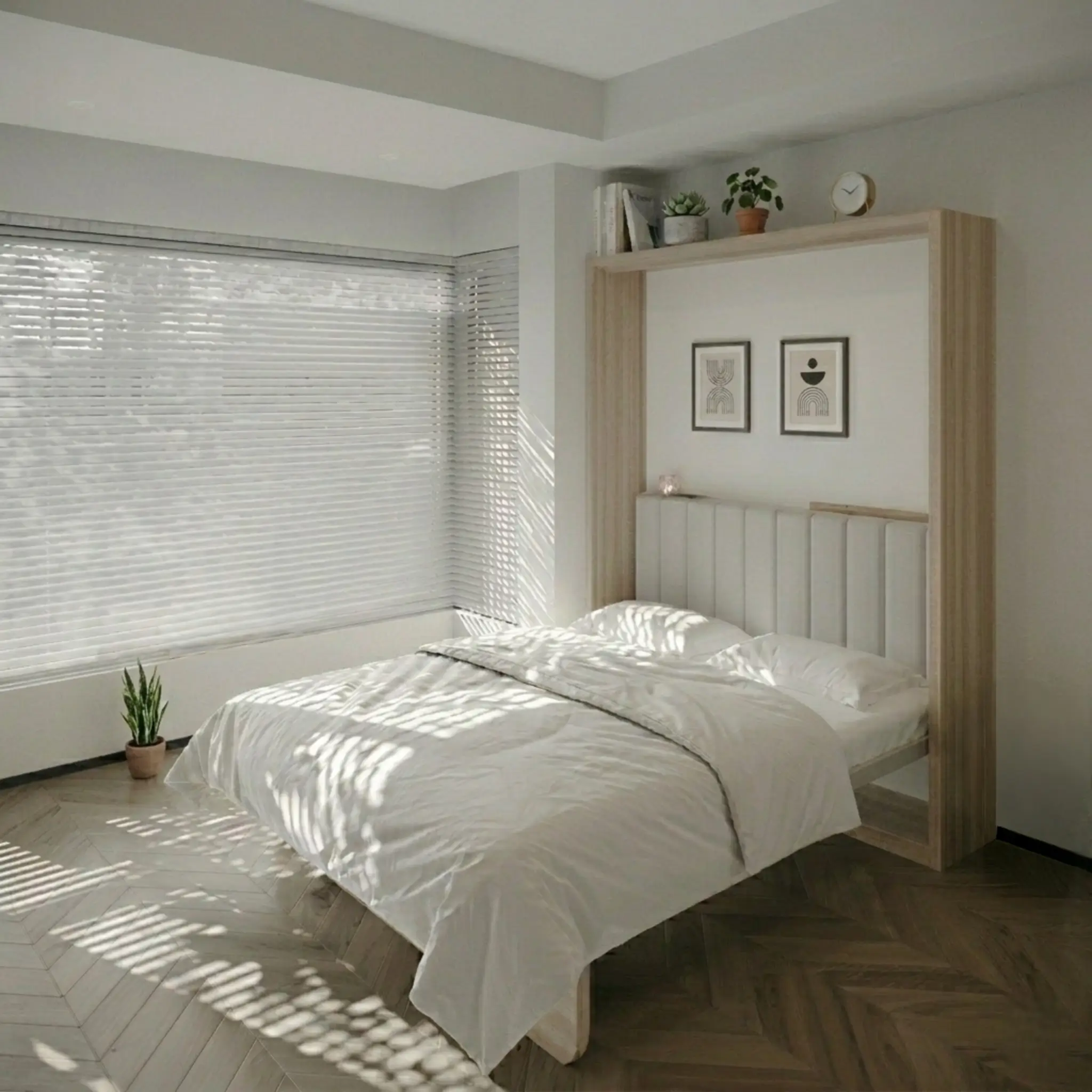 Double wall bed with multifunctional storage design