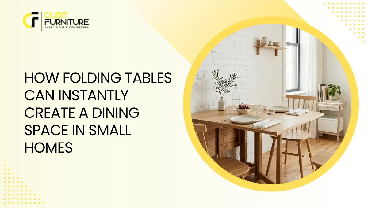 Folding dining table creating a functional dining space in a small home with a modern interior