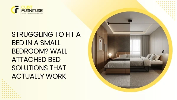 Modern wall attached bed folded into the wall to maximize space in a small bedroom