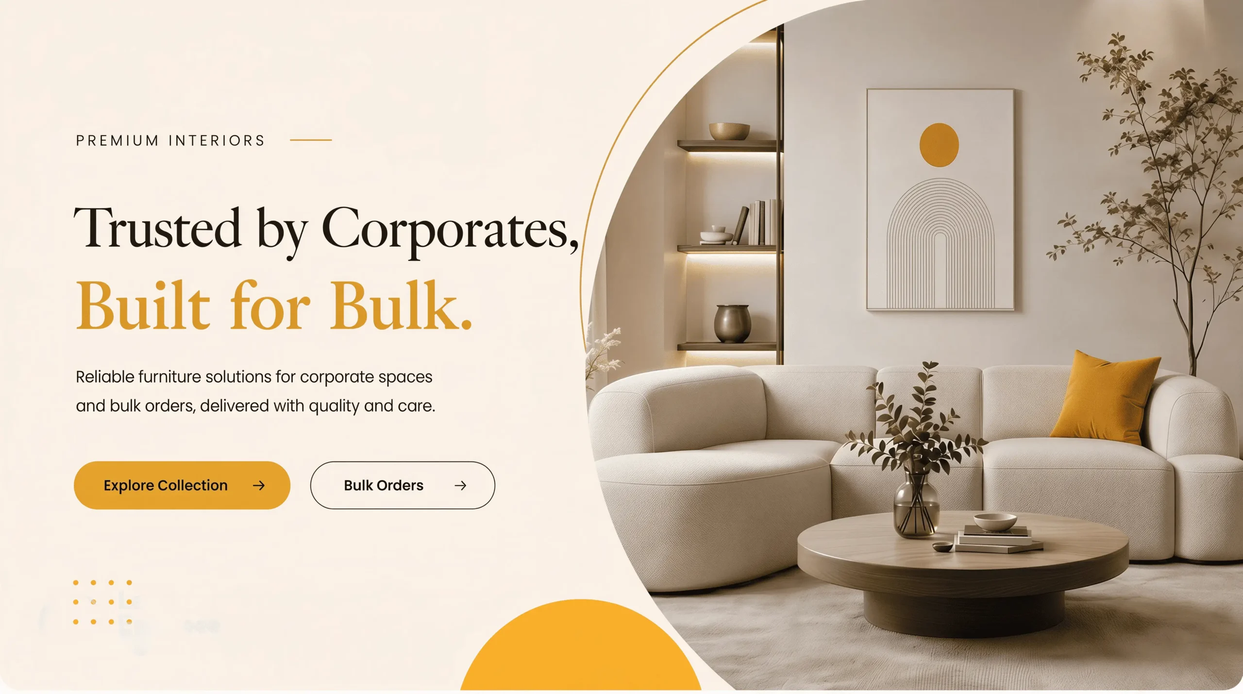 Premium corporate furniture with a modern sofa setup.