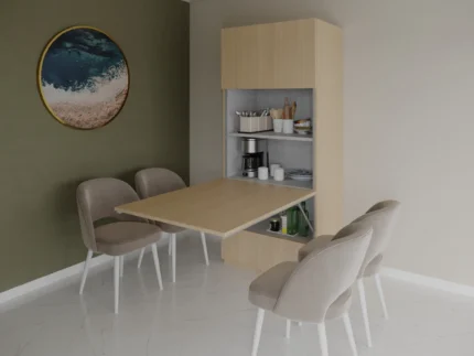 Slide Out Dining Table with Appliance Storage for space-saving homes