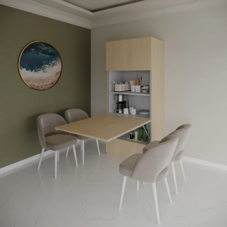 Slide Out Dining Table with Appliance Storage for space-saving homes