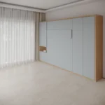 Double Wall bed with wardrobe and folding desk